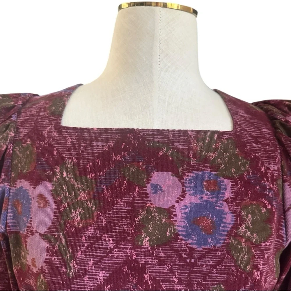 Vintage Laura Ashley Gorgeous Floral Long Sleeve Midi Dress w/ Belt & Pockets 10 - Picture 4 of 11